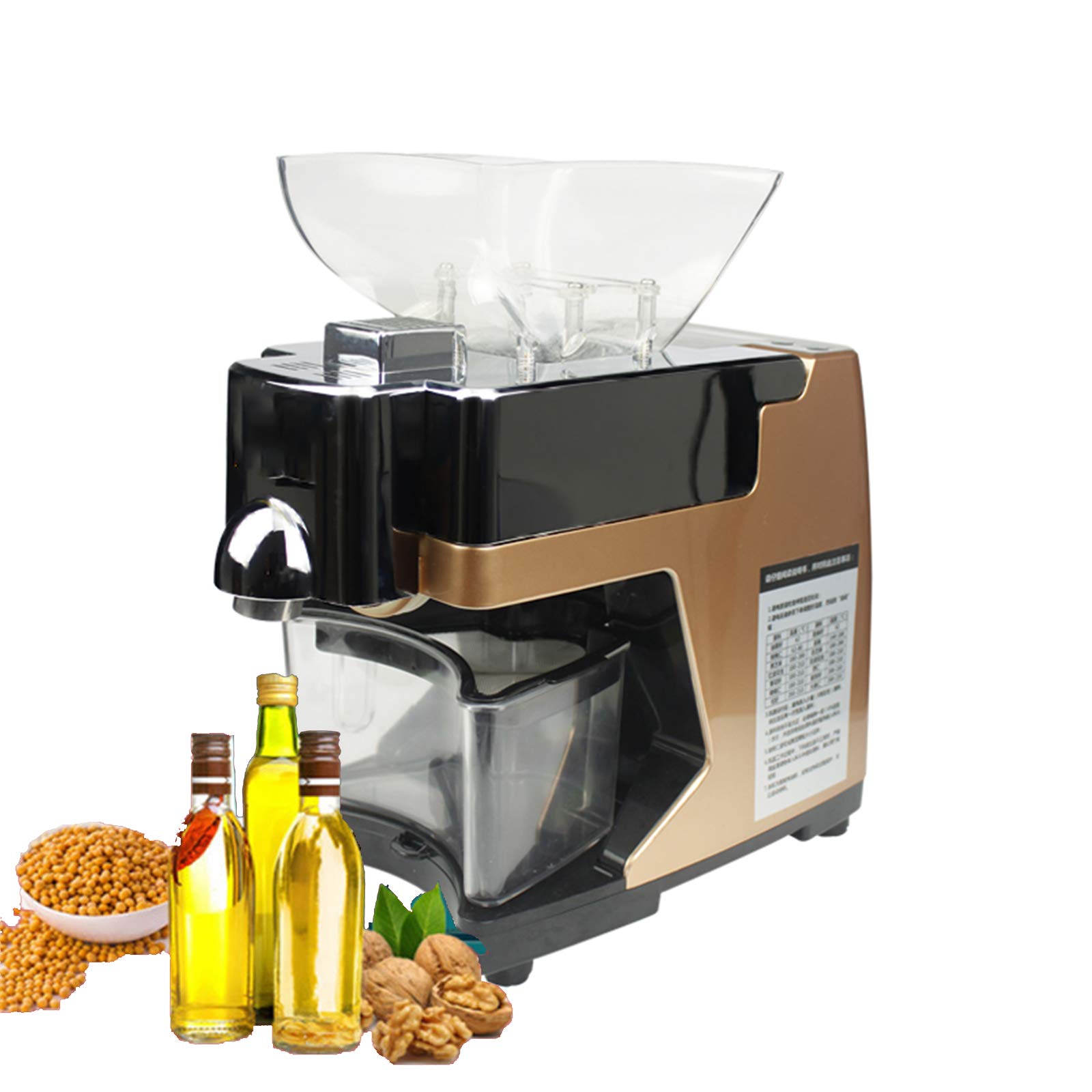 MYUYEE Automatic Home Oil Press Cold/Hot Food Grade Stainless Steel Oil Expeller Extractor Peanut Nuts Seed Canola Avocado Automatic Oil Press Machine,