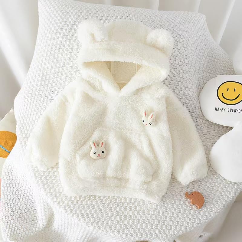 Boys Girls Fuzzy Fleece Pullover Hoodies Sweatshirt Casual Loose Outwear Coat with Pockets Outfits for Kids3