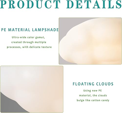 Miniatura 6 de YAsao Lámparas de techo, moderna lámpara de techo empotrada en nube, lámpara de techo LED de 72 W para dormitorio, cocina, baño, pasillo, escalera,