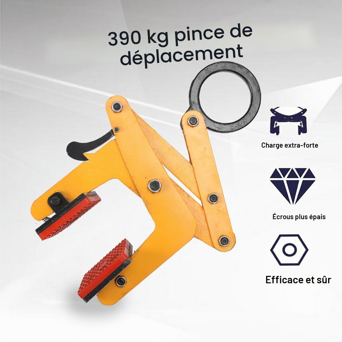 Pince de levage 0-6,5 cm 390 kg Pinces à pierre réglable, Pince universelle pour bordures, Porte Pierres Lève-pierre Grappin Verticales Pince à Gourmette Pour Levage et Transport