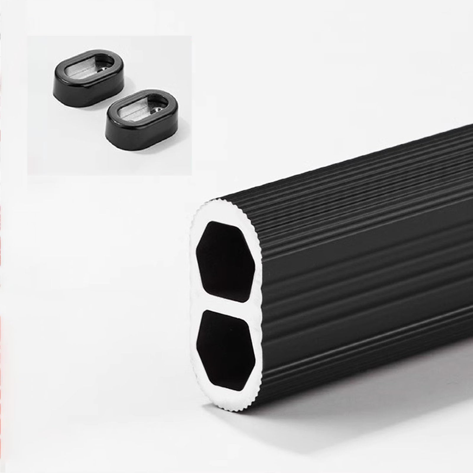 Barra Para Ropa De Armario De Aleación De Aluminio De Alta Resistencia, Riel Organizador De Ropa Para Armario Montado En La Pared, Barra Para Colgar Ropa Con Soportes En Los Extremos, Color Negro, 60
