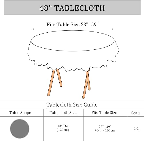 Miniatura 7 de uxcell Mantel redondo bordado de flores para mesa redonda para fiestas, bodas, fiestas temáticas, decoración de mesa de tocador, mantel de 48