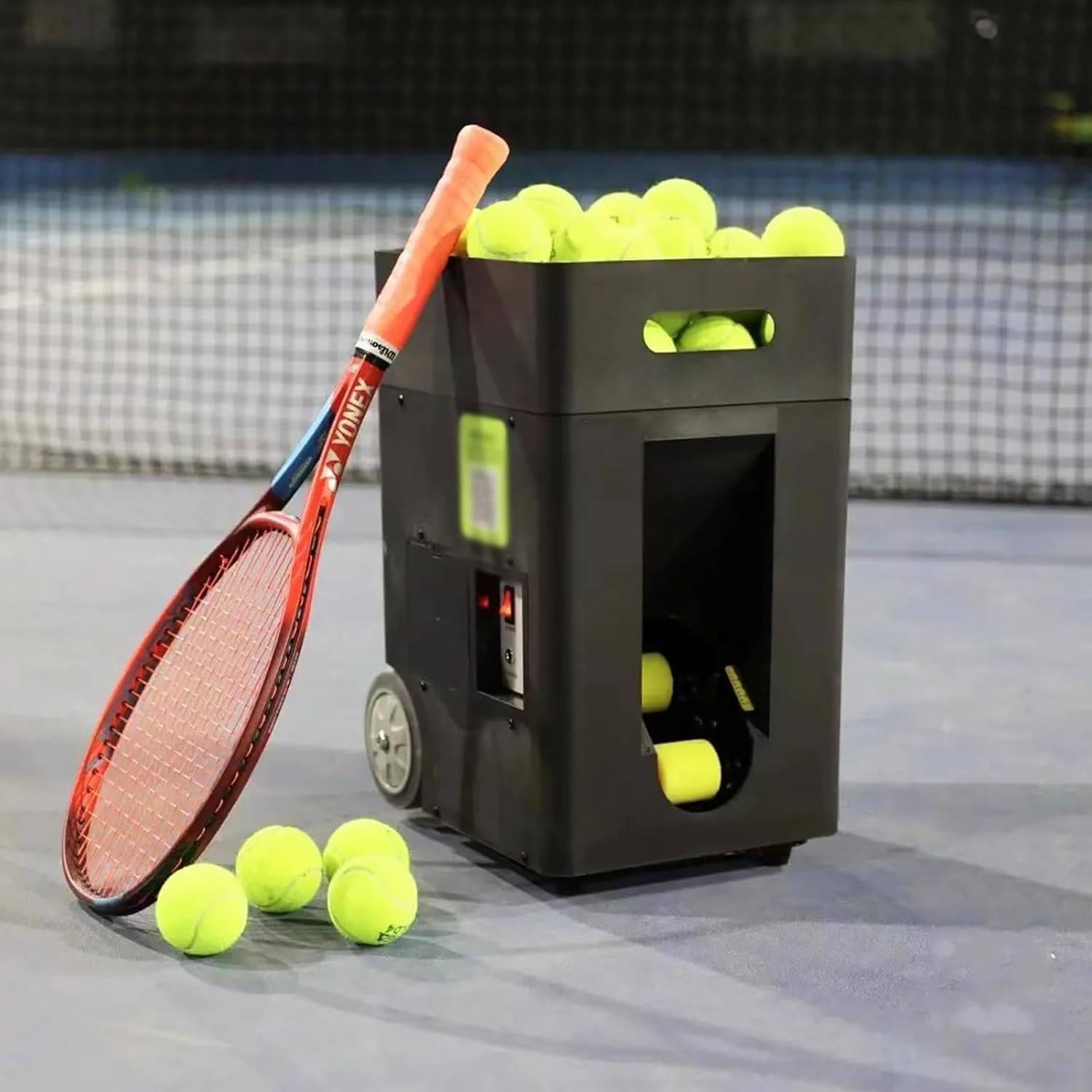 Lancia Palline Tennis,Lanciapalle Tennis Automatica,Macchina Lanciapalle Automatica Intelligente,per 50 Palline,Macchina Portatile per Palline Tennis con Telecomando e App