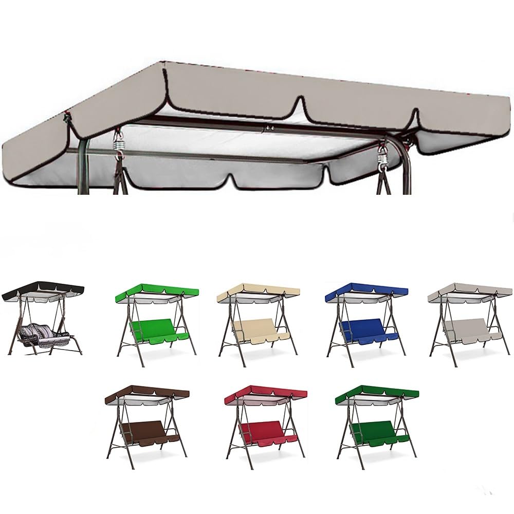 Auvent Imperméable De Rechange pour Balancelle De Jardin 190×132 142×120 195×125 142×120cm Auvent Universel pour Balancelle Hollywoodienne(Gray,77x49in-195x125cm)