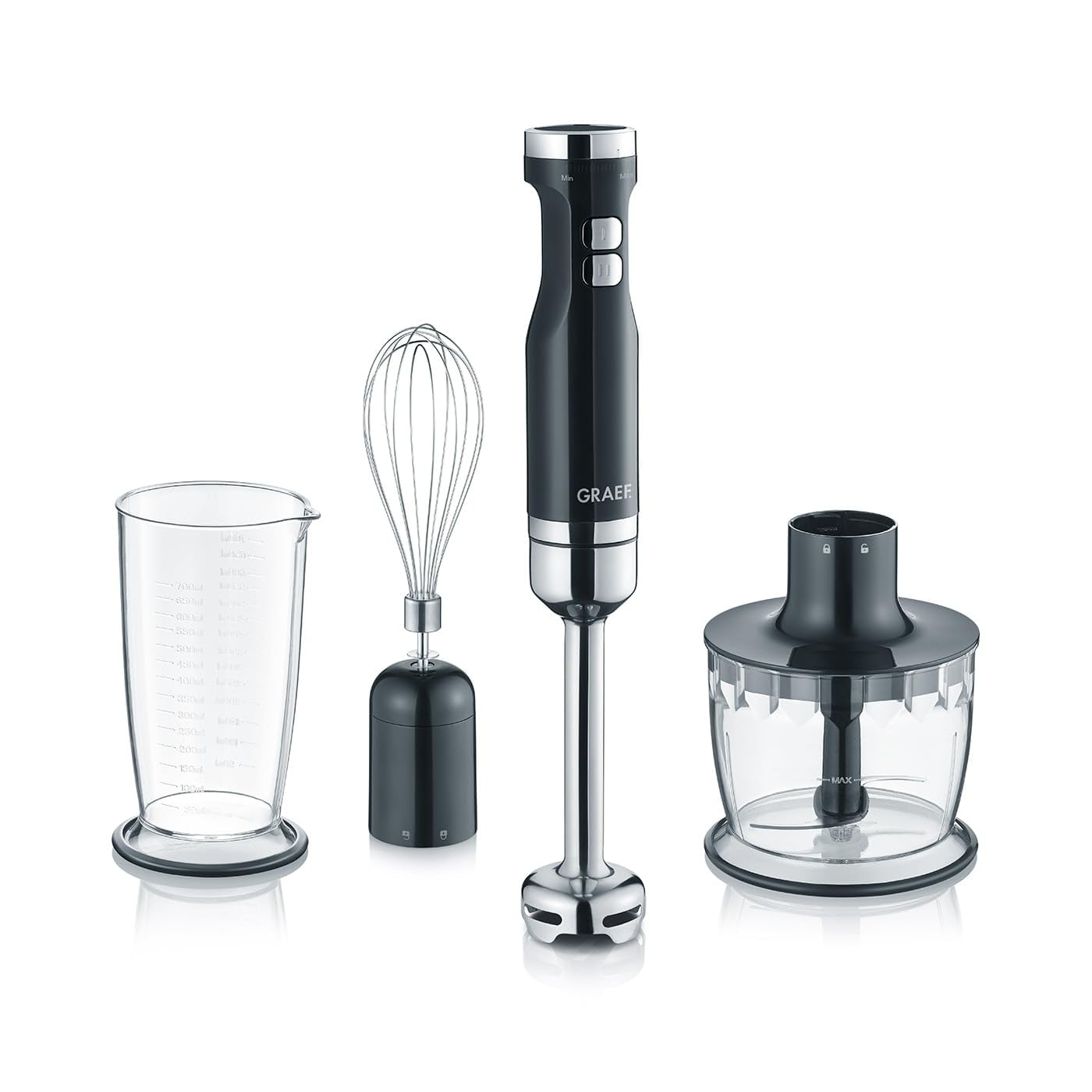 Graef HB502EU blender ręczny 800 W, końcówka trzepaczki, funkcja turbo, kolor czarny