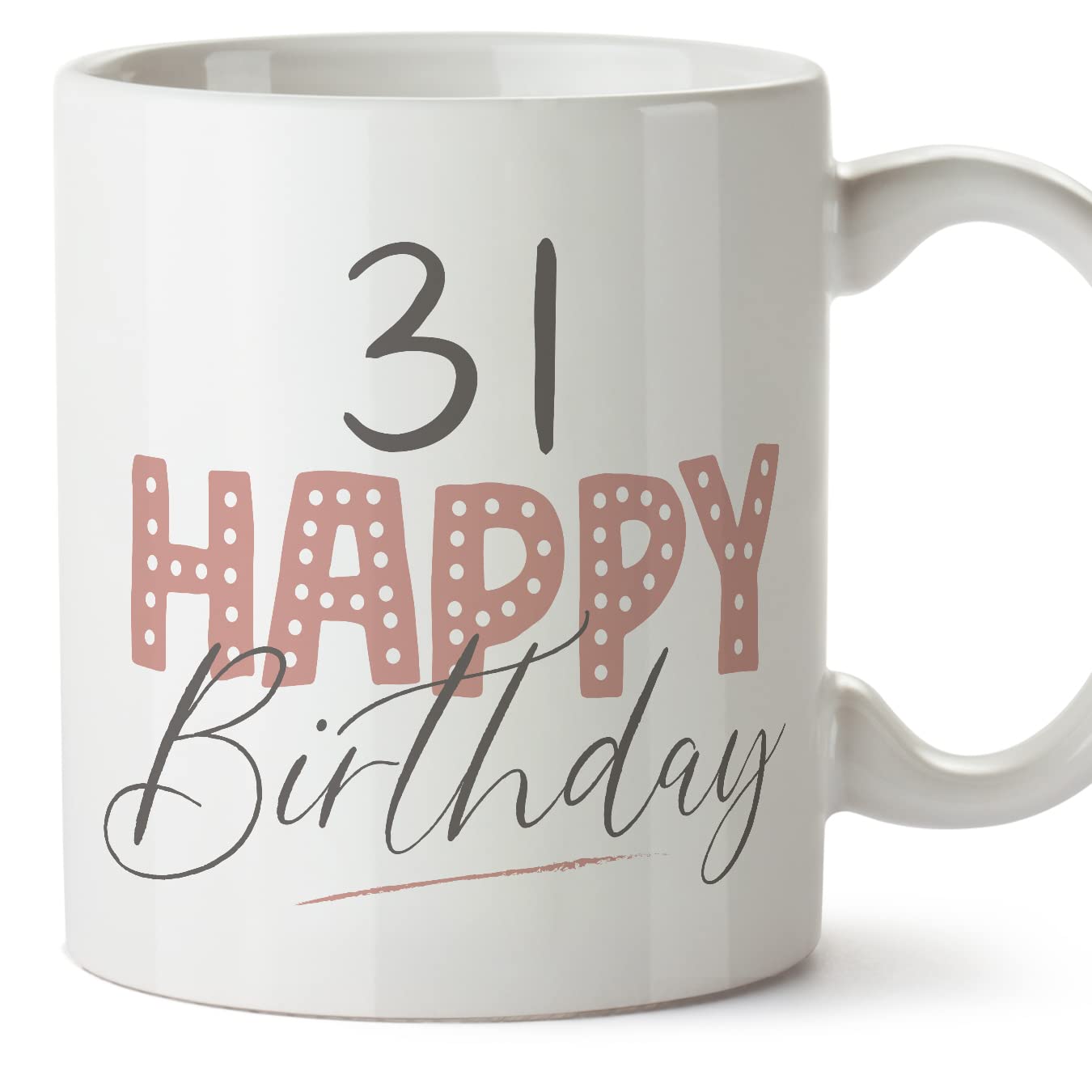 MUGFFINS 31 Birthday Mug - in English - Happy Birthday! Pink - Funny Anniversary Present - 11 oz