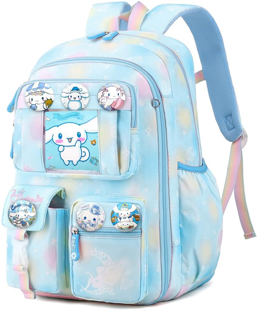 School Bag for Girls 7-12 Years Old Cartoon Large Waterproof Backpack Stylish Kids School Bag Durable Burden Relief Cute Bags Birthday Rakhi Gift for Girls, Blue
