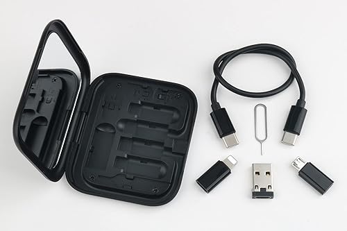 Miniatura 9 de Cable USB C a C de 11.3 pulgadas con 3 adaptadores OTG tipo C hembra a dispositivo USB A/Micro/iOS en estuche de bolsillo con espejo en el interior,