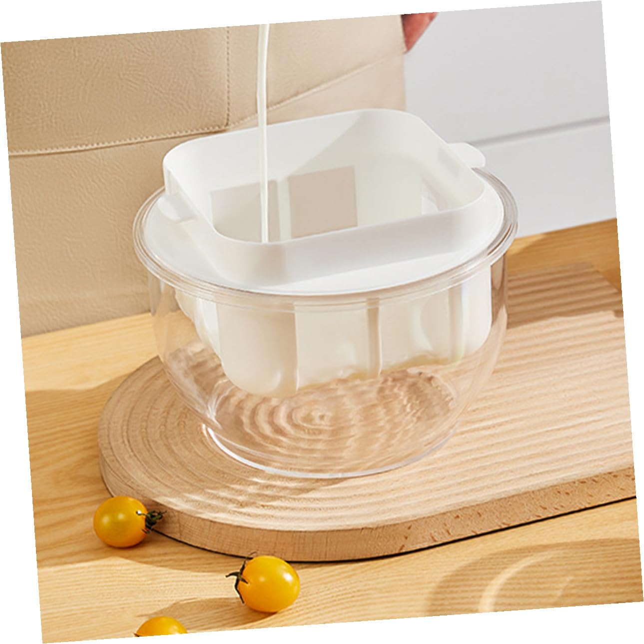 Passoire à Yaourt Maille Fine Ronde 15 Cm Plastique Blanc Filtre Lait Yaourt Grec Maison Séparation Lactosérum Ustensile la Cuisine Filtre Réutilisable Fromage Fromage Maison