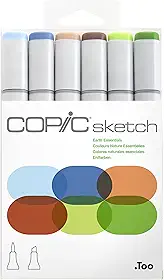 Copic Esboço, marcadores à base de álcool, conjunto de 6 peças, Earth Essential