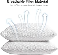 Vista 2 de Almohadas de espuma viscoelástica trituradas para dormir, juego de 2 almohadas de cama de tamaño estándar, ajustables, buenas para dormir de lado