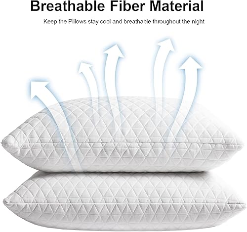 Miniatura 2 de Juego de 2 almohadas de espuma viscoelástica trituradas para dormir almohadas de cama tamaño Queen refrescantes ajustables buenas para dormir de