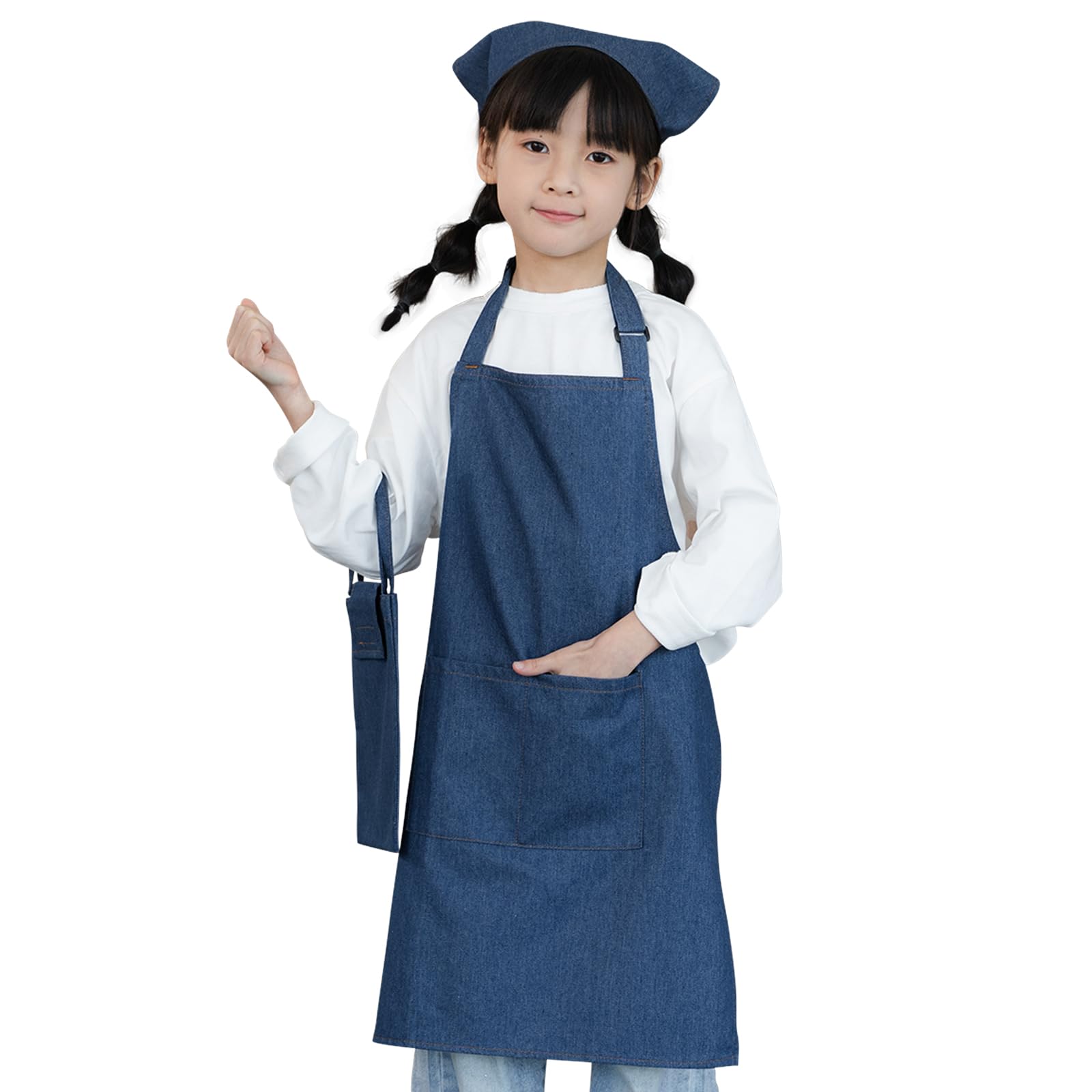 [cozycube] エプロン子供用 キッズ用エプロン 三角巾 巾着バッグセット…