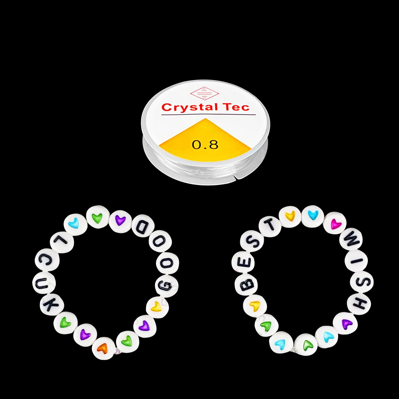 CoKeeSun 1680 Pièces Perle Lettre A-Z, 7*4 Mm Acrylique Ronde Perles Lettres Pour Bracelet, Perle Alphabet Avec Colorée Sourire Et Cœurs, Fil Elastique Et Ciseaux, Pour Bricolage, Fabrication, Bijoux