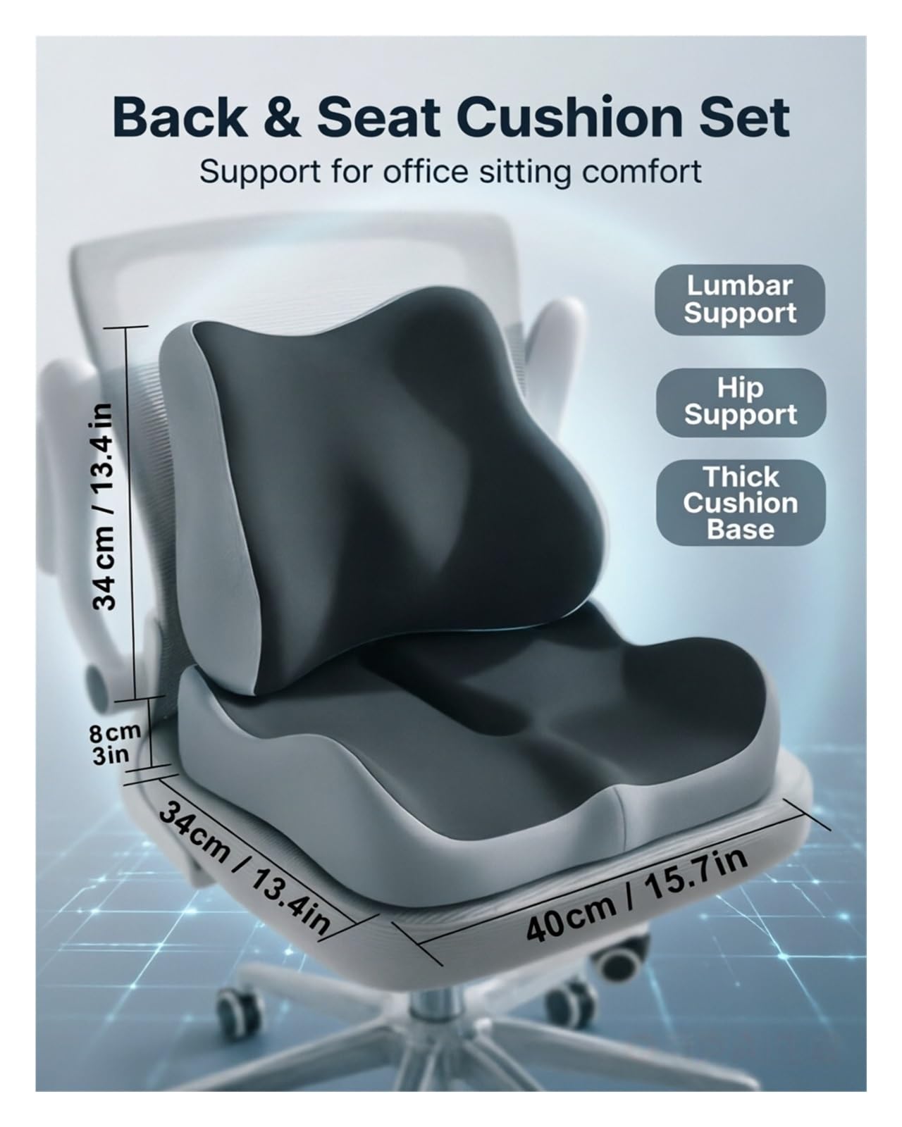 cuscino per sedile auto Cuscino for sedile for sedia a rotelle da ufficio ergonomico in spugna memory