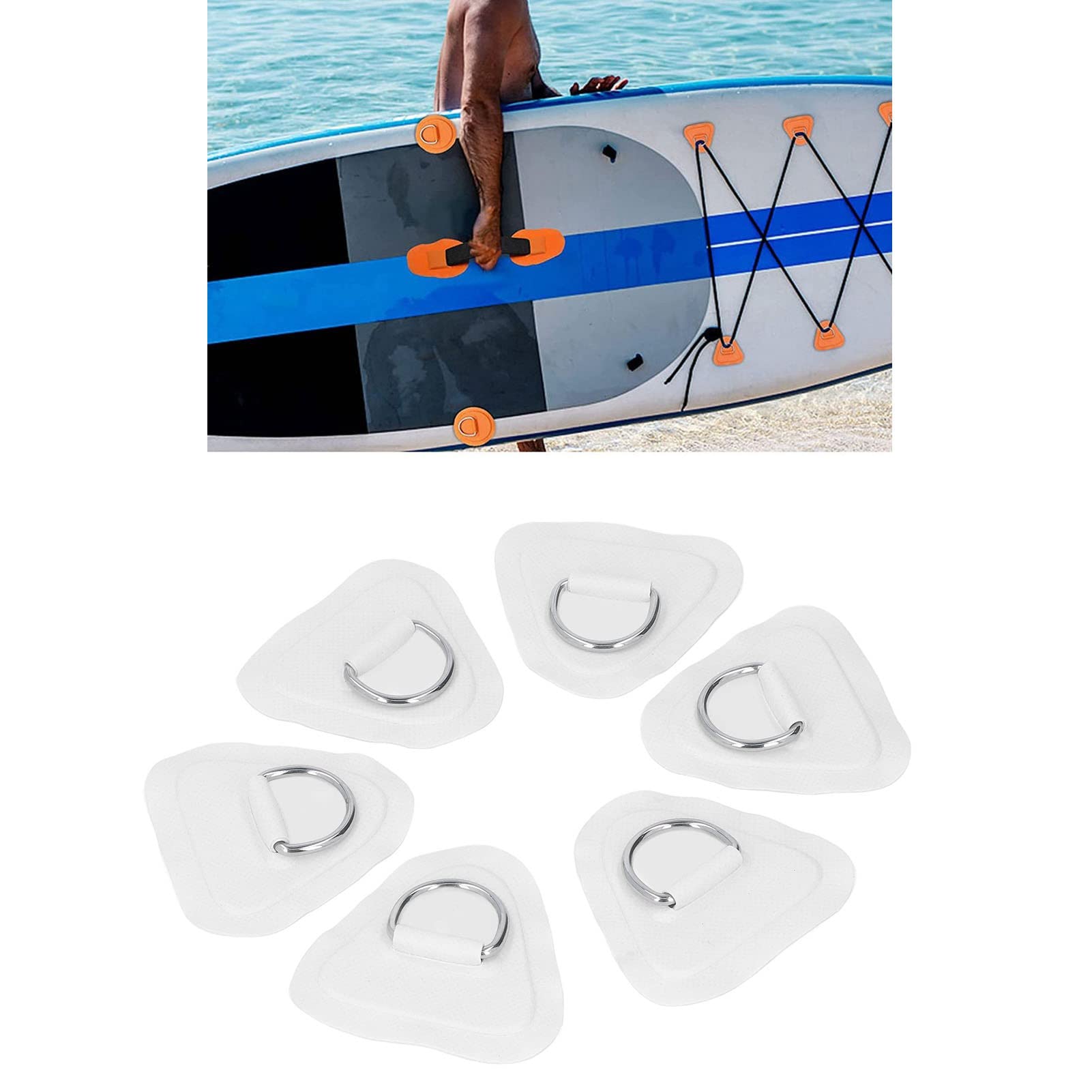 6 pezzi Pvc D Ring Patch Elastic Rope Acciaio inossidabile D Bungee