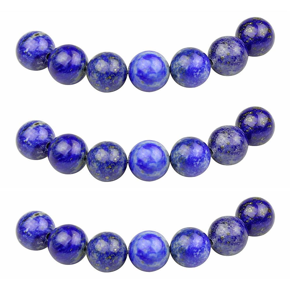MJDCB Natural Round Stone Beads Royal Blue 12mm Lapis Lazuli Loose Gemstone Beads for Jewelry Making Bracelet Necklace 30pcs