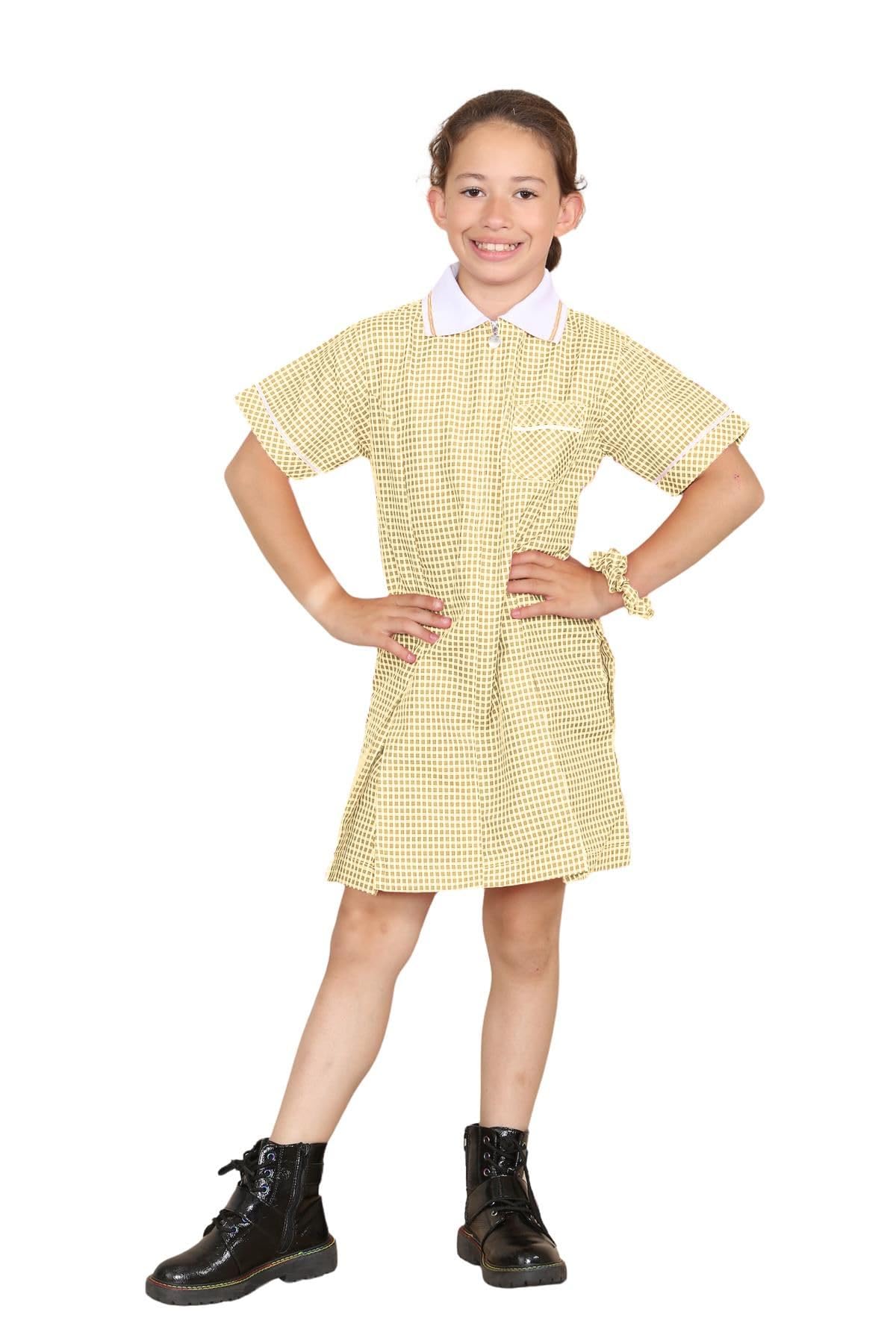 Vestido escolar a cuadros para niñas, paquete de 2 unidades, manga corta, con cremallera, plisado, uniforme escolar, vestido de verano a cuadros con bolsillos y pelo enrollado, edades de 3