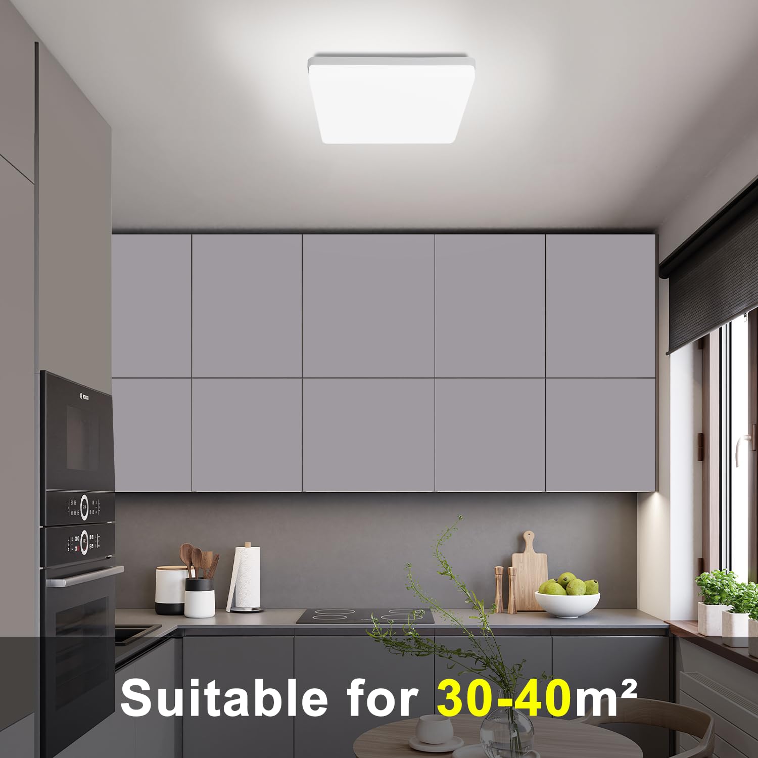 Kambo Lampada da Soffitto LED Luce Quadrata 48W Plafoniera Moderno Bianco Freddo 6500K 4320LM Plafoniera Soffitto Bagno Cucina Camera da letto Sala Ufficio Cantina