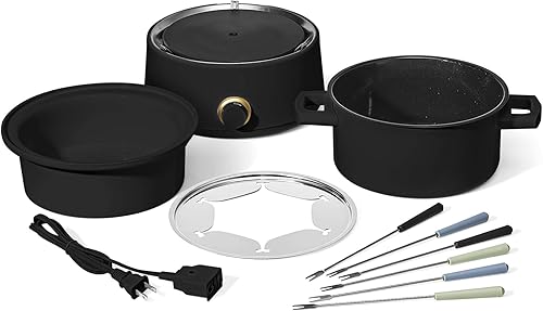 Miniatura 2 de 3QT Electric Fondue Set with Bonus 2QT Ceramic Pot, Black Sesame by Drew Barrymore (Color  White)