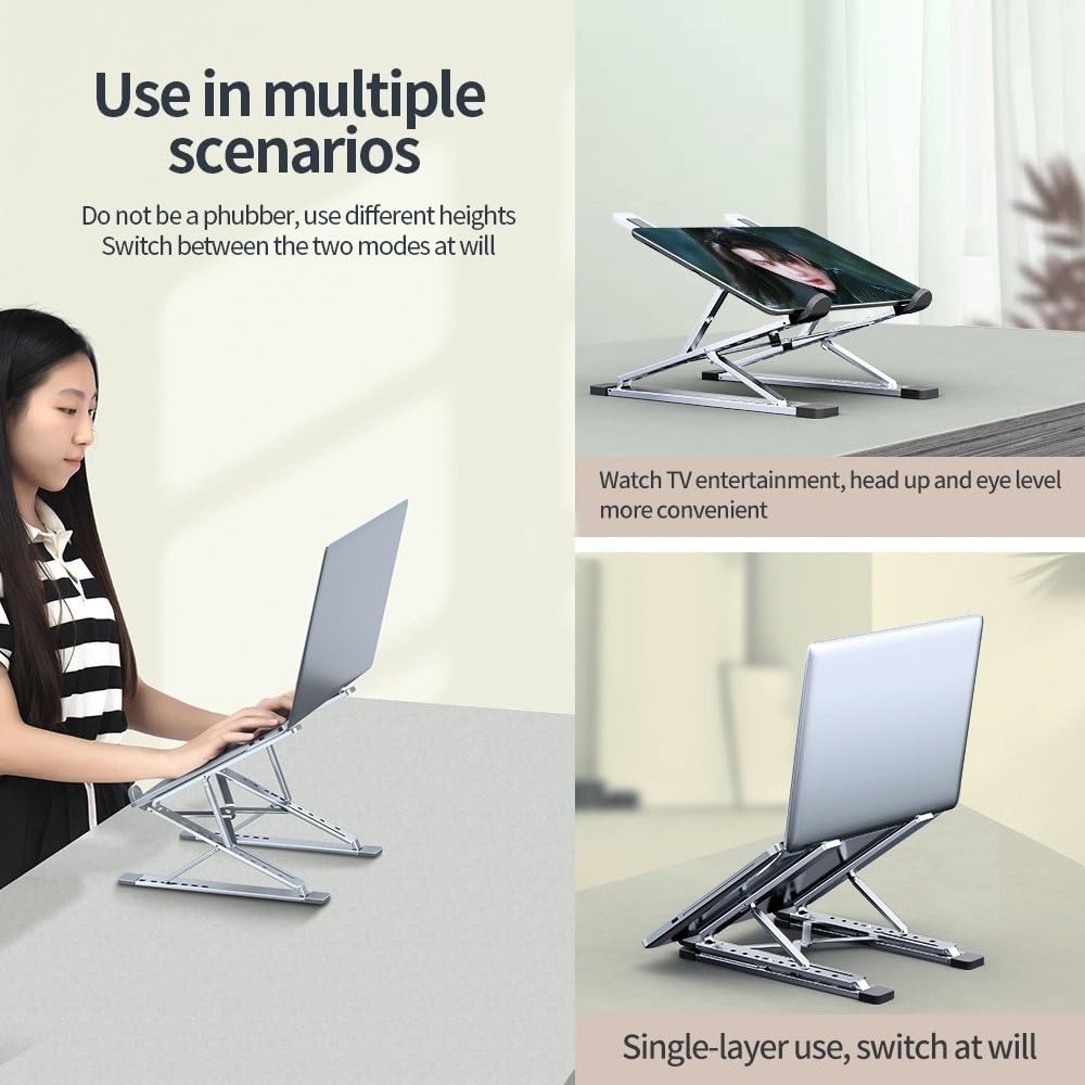 Podstawka pod laptopa na biurko Podstawka pod laptopa, regulowany przenośny aluminiowy uchwyt na do 17,3"(Silver)