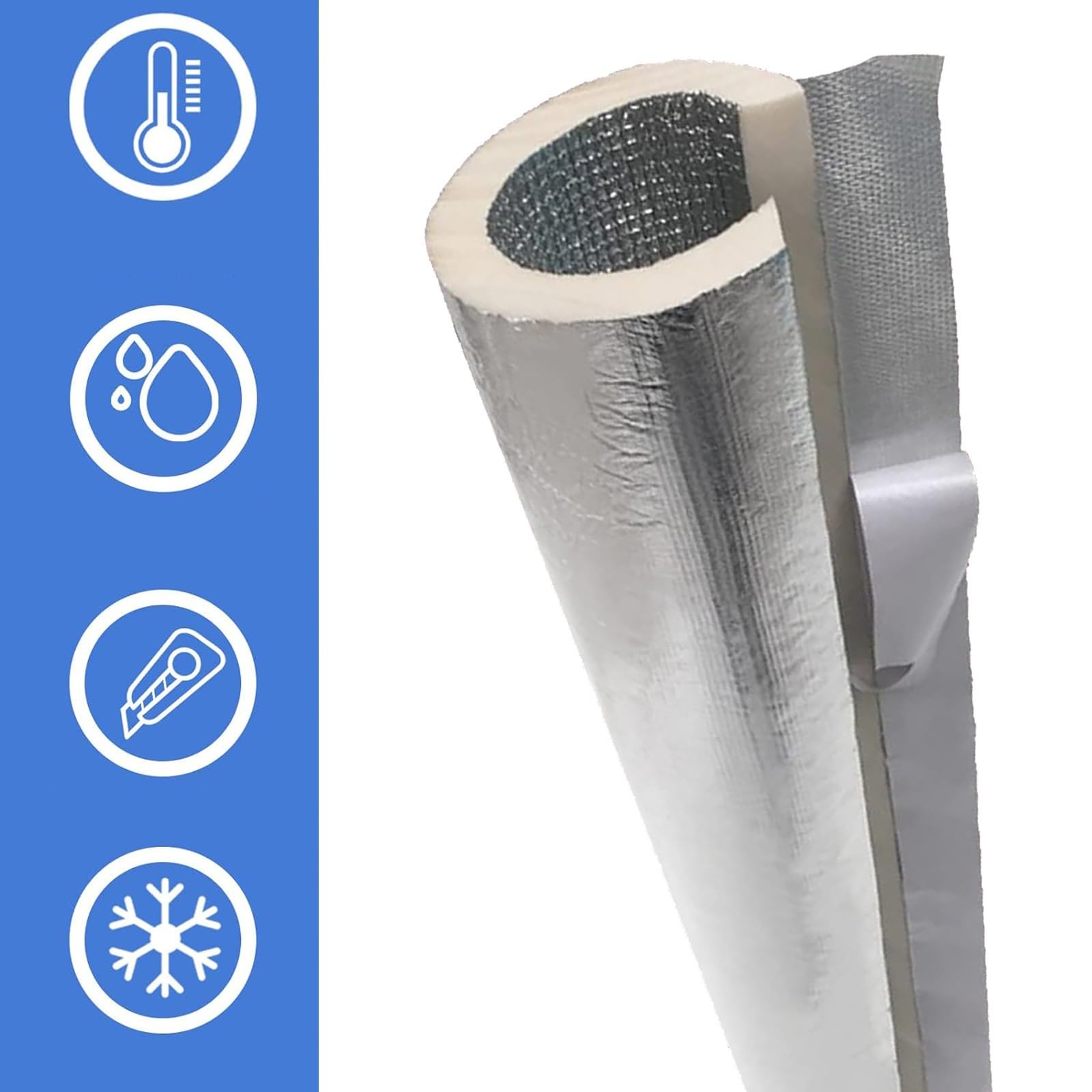Tubería De Aislamiento Aislante Tuberias Agua, Fundas De Aislamiento Térmico para Tuberías Exteriores, Retardante De Llama, Anticongelante, para Tubos Fríos O Calientes(L 1m-170mm/6.7in-20mm)