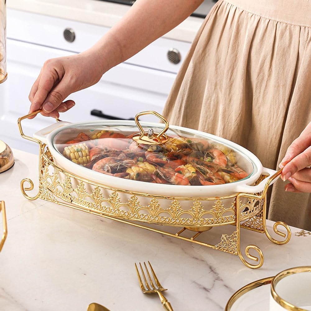 Ensemble de plats à frire en céramique avec couvercle en verre