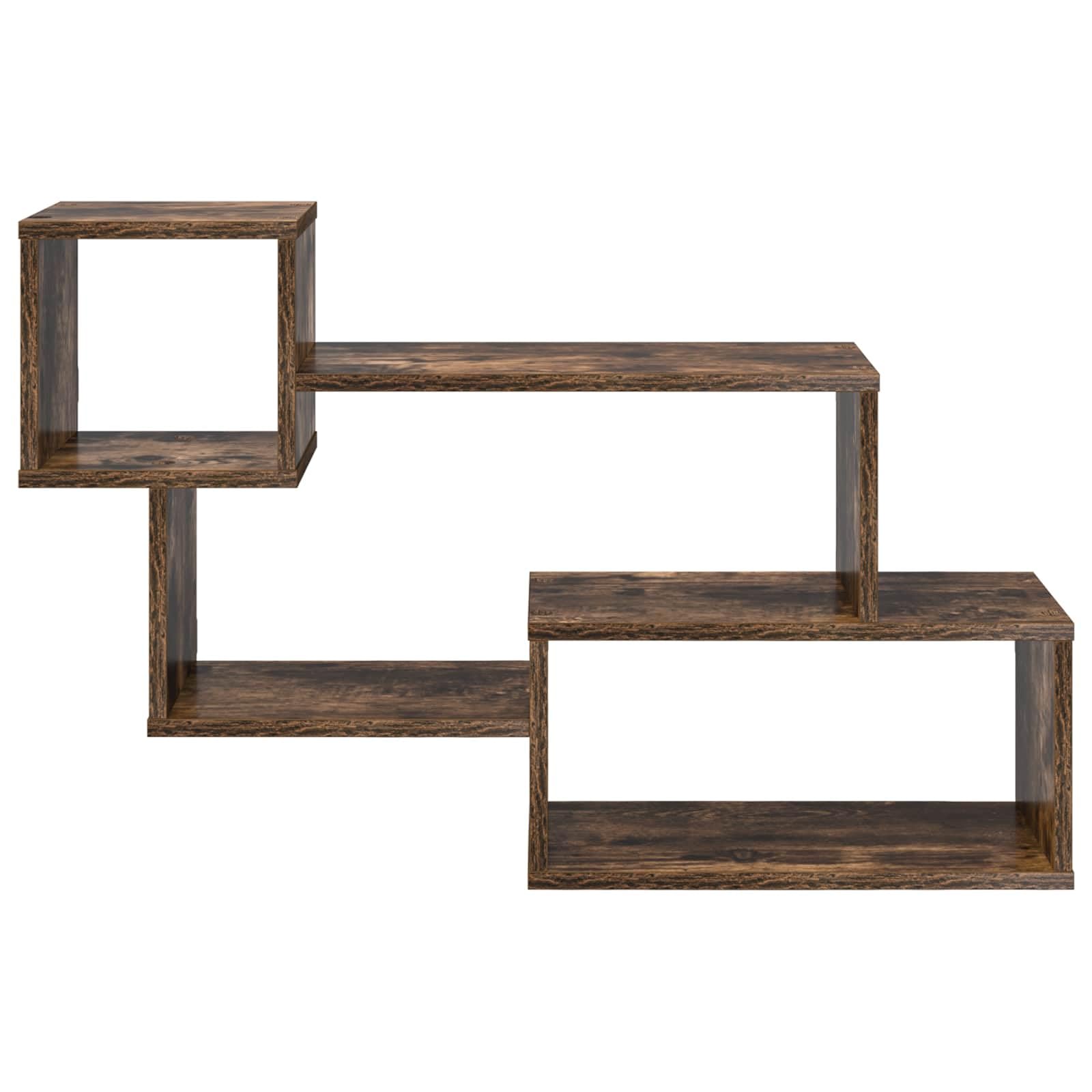 Schwebendes Wandregal Raucheiche Holzwerkstoff 87x20x55 cm | Modernes Wandboard in Raucheiche-Optik fuer Wohnzimmer, Schlafzimmer und Flur mit stabiler Wandbefestigung.