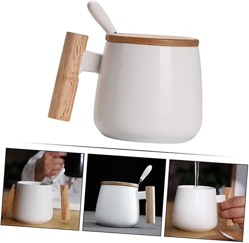 Miniatura 7 de Abaodam 2 juegos de taza de leche con tapa, taza de cerámica para beber, taza de café expresso, tazas de té, tazas de té de la tarde, tazas de té