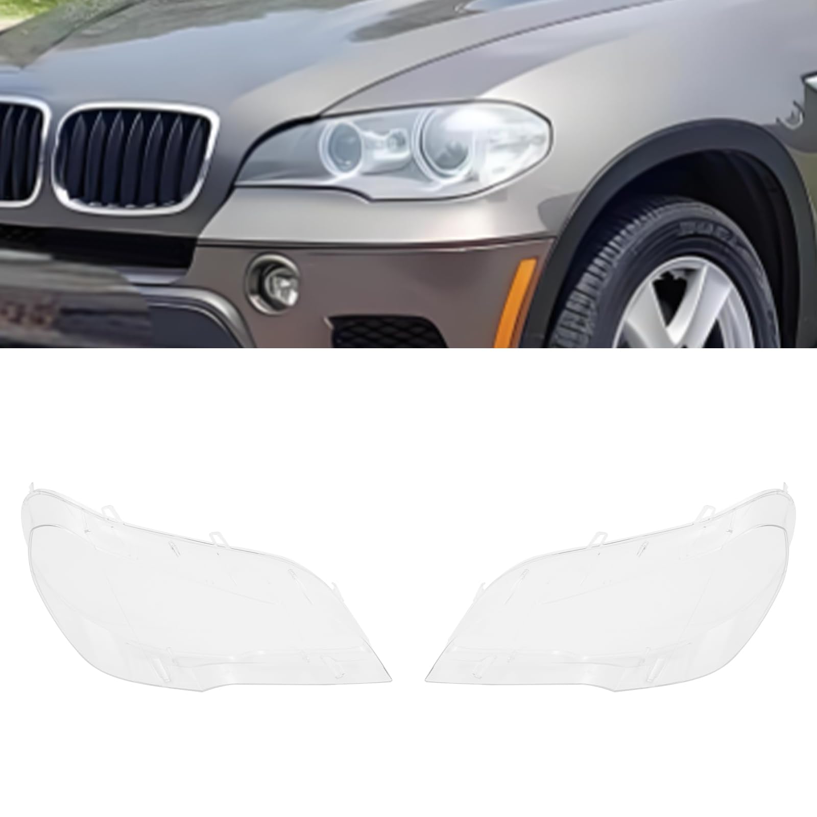 Juego de difusores de cristal para faros delanteros izquierdo y derecho, para faros delanteros transparentes, aptos para E7 Touring 2001 – 2010 (E7)