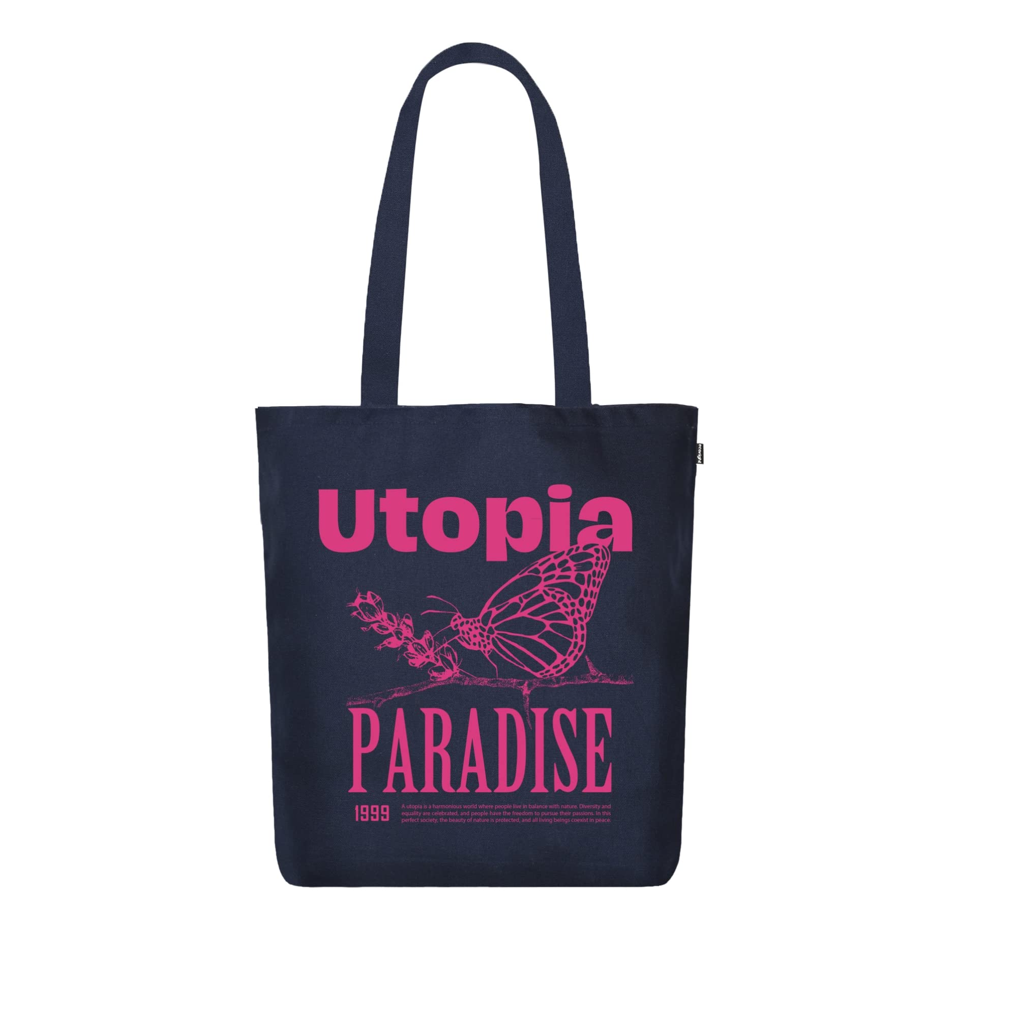 EcoRight 100% Organic Canvas Tote Bag with Zip, Eco-friendly Small Tote Bags for Women for Christmas, Travel, Beach & Shopping