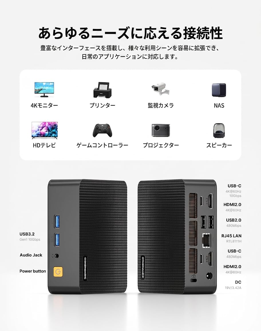 Amazon.co.jp: ORIGIMAGIC N1 Mini PC, Ryzen 7 5700U, 32GB DDR4, 1TB