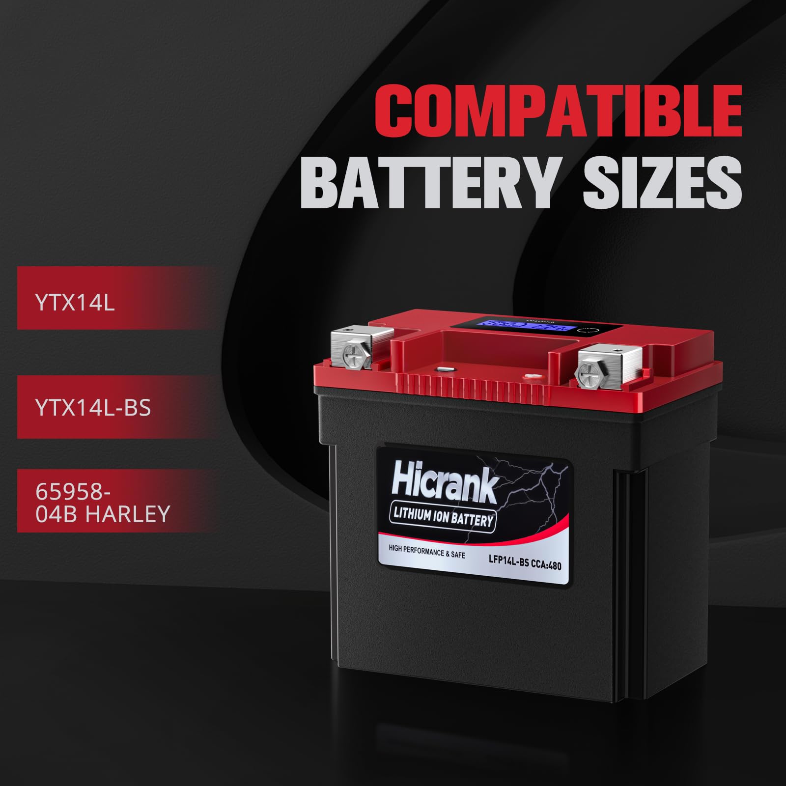 Amazon.com: Hicrank YTX14L-BS (GYZ16HL) Lithium 12V 8Ah 480CCA