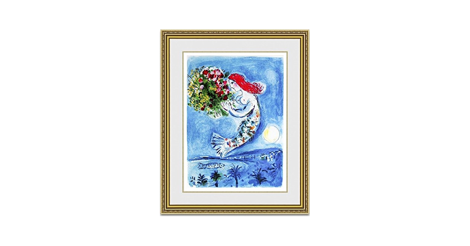 シャガール　額縁　ブルーエンジェル 絵画販売 シャガール 愛しのベラ 額縁付き : 絵画販売のアート