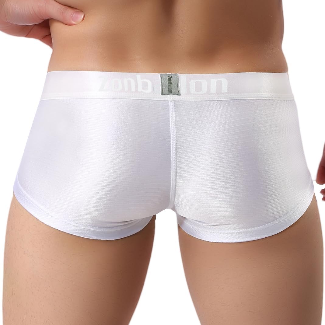 Sexy Mens Sparkly Boxer Briefs Short Ice Silk Bulge Enhance Underwear Low Rise Boxers No Fly Male Trunks White Man Briefs Underpants 2xl - Image 6