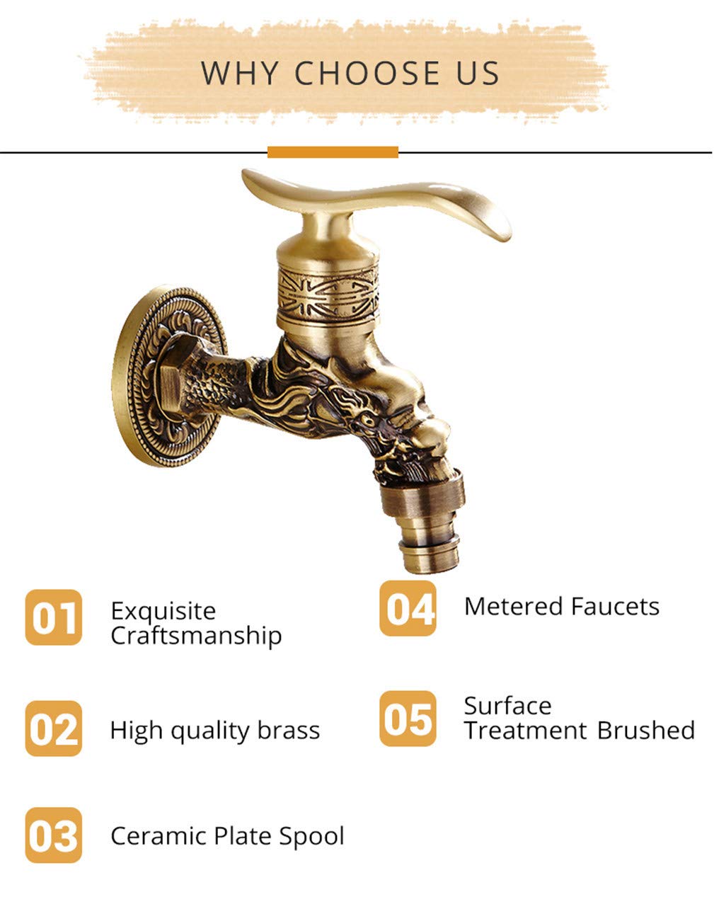 Robinet En Laiton Antique à Poignée Unique Pour Machine à Laver, Salle