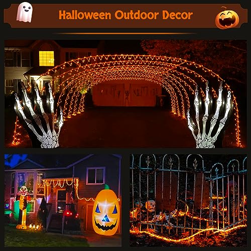 Jmexsuss Orange Halloween Solar Lights, 66 Ft 200 Led Rope Lights Outdoor Waterproof, Pvc Tube Orange Christmas String Lights For Halloween Thanksgiving Fall Party Tree Fence Christmas thumb #2
