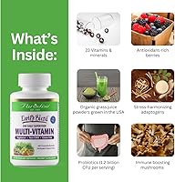 Vista 3 de Paradise Herbs Earth's Blend Once Daily Multivitamínico con hierro, 48 superalimentos orgánicos, probióticos, antioxidantes, vitaminas A, B12, C, D
