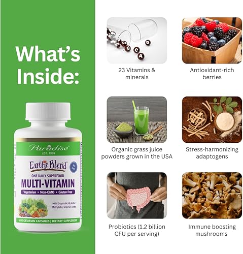 Miniatura 4 de Paradise Herbs  Paquete de mezcla de la tierra  Superfood Multivitamínico sin hierro 60 unidades + vitamina C 90 unidades  Ayuda a mantener la salud