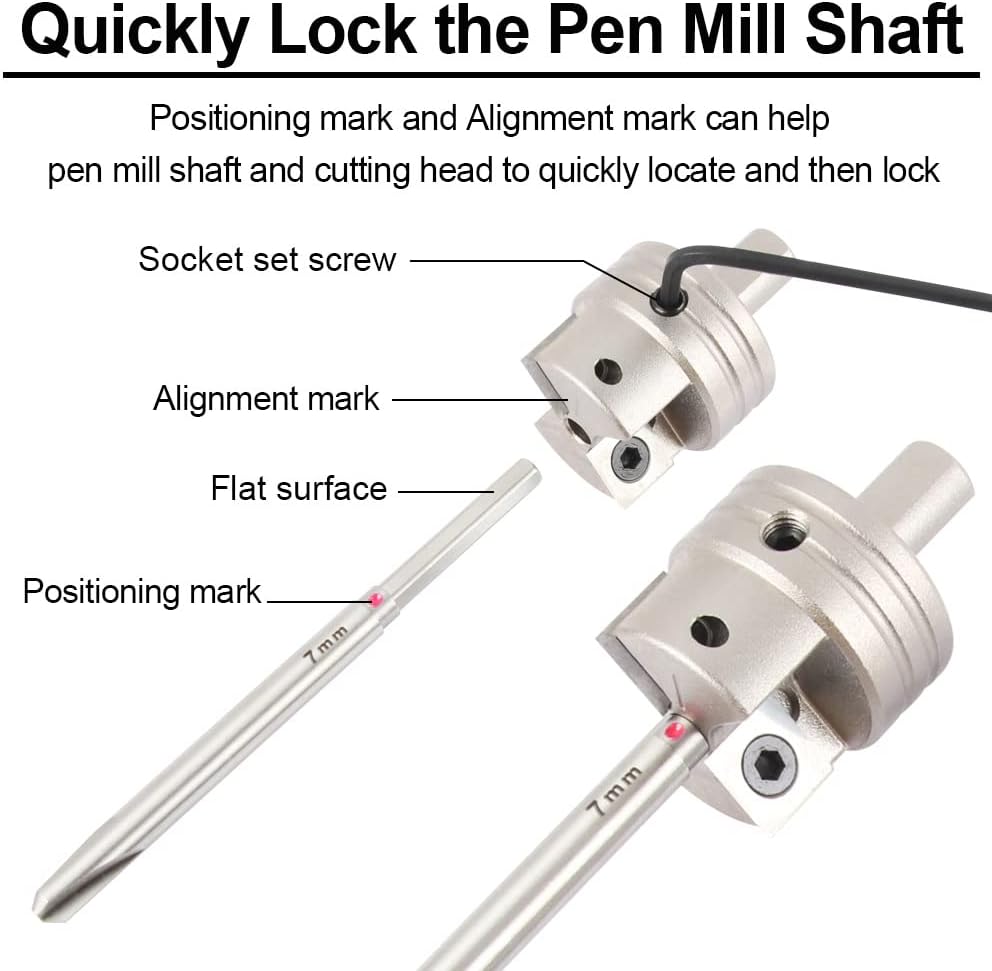 O'SKOOL Pen Barrel Trimmer Kits with No-Sharpening Cutting Head,7mm 、“O”、27/64" 、10mm Pen Mill Pilot Cutter Shafts for Wood Turning Pen Blank Trimmer, WT15