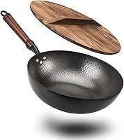 Vista 8 de BIELMEIER - Sartén Wok de 12.5", sartén para sofrito con tapa, guantes y accesorios para ollas, de acero al carbono, adecuada para todas las estufas