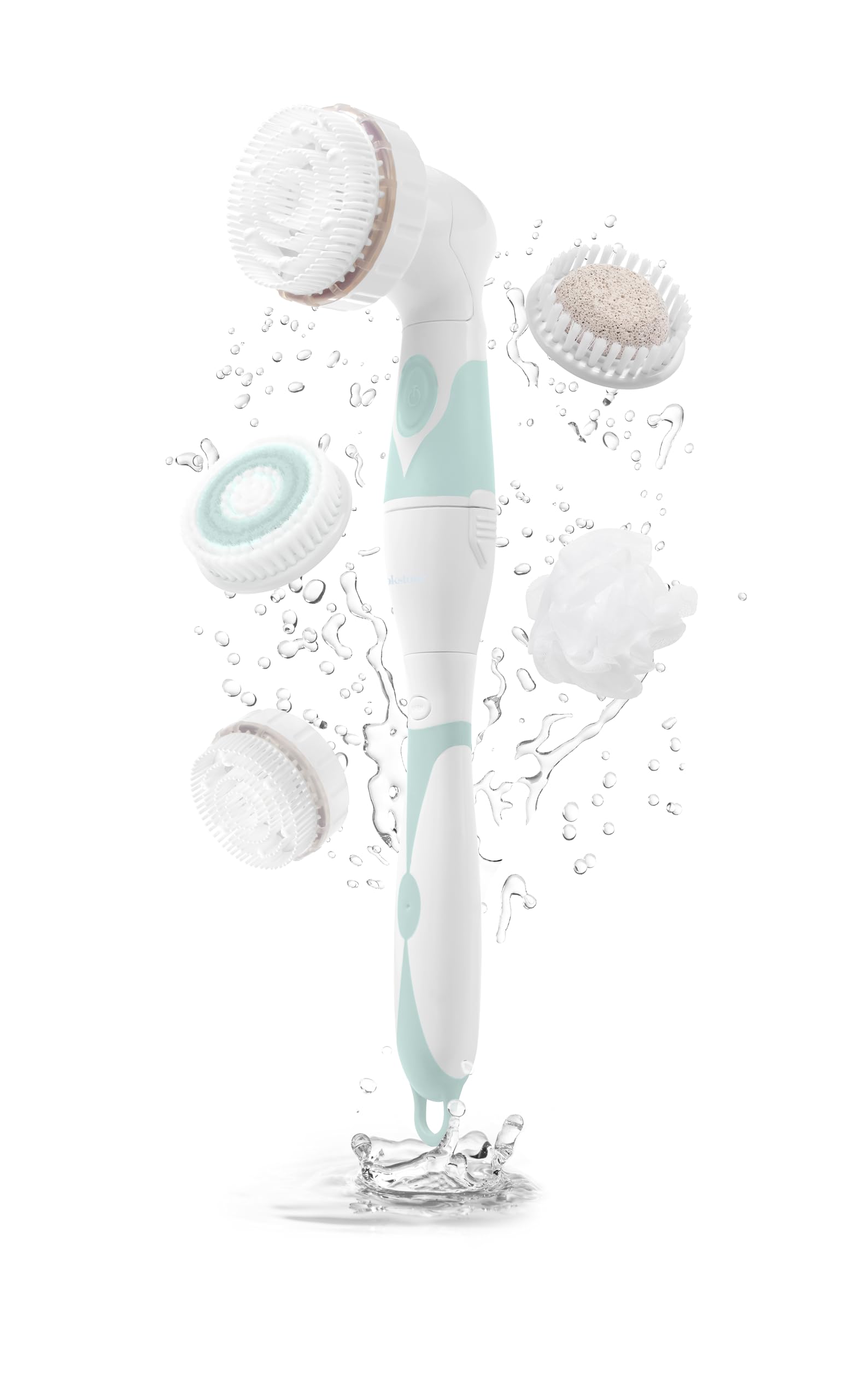 Brookstone Multi Face and Body Cleansing Brush Set | 4 Interchangeable Brush Heads | Rotating Technology for Deep Cleansing | Waterproof Design |