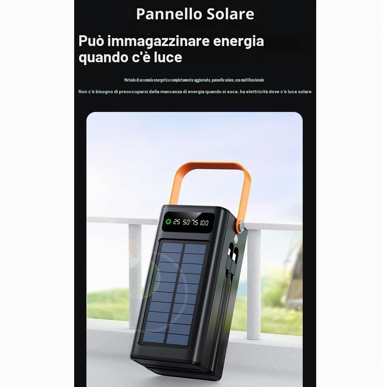 Power Bank Portatile 100000mAh 120W PD 20W Powerbank con Batteria da Carica Grande Capacità 5 Uscite 2 Ingressi Energia Solare con Doppio Cavo di Ricarica Rapida per iPhoneiPad Campeggio (Bianco)