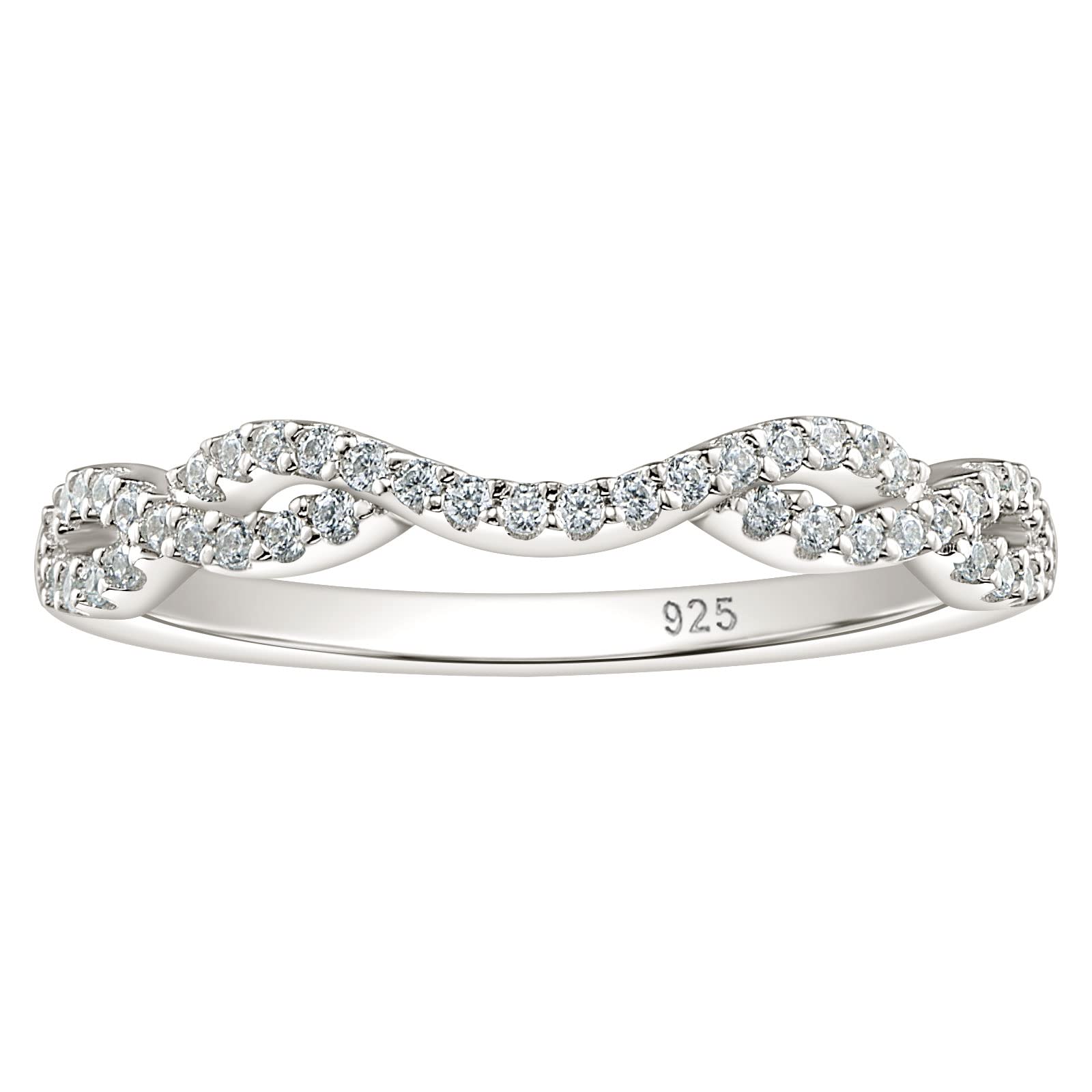 Wuziwen 925 Sterling Silver Twisted Eternity Ring Wedding Bands for Women