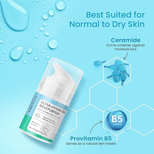 Miniatura 3 de Derma Essentia Hidratante ultra hidratante con ceramidas y provitamina B5  Fórmula ligera y no grasosa  Uso diario para iluminar e hidratar la piel,