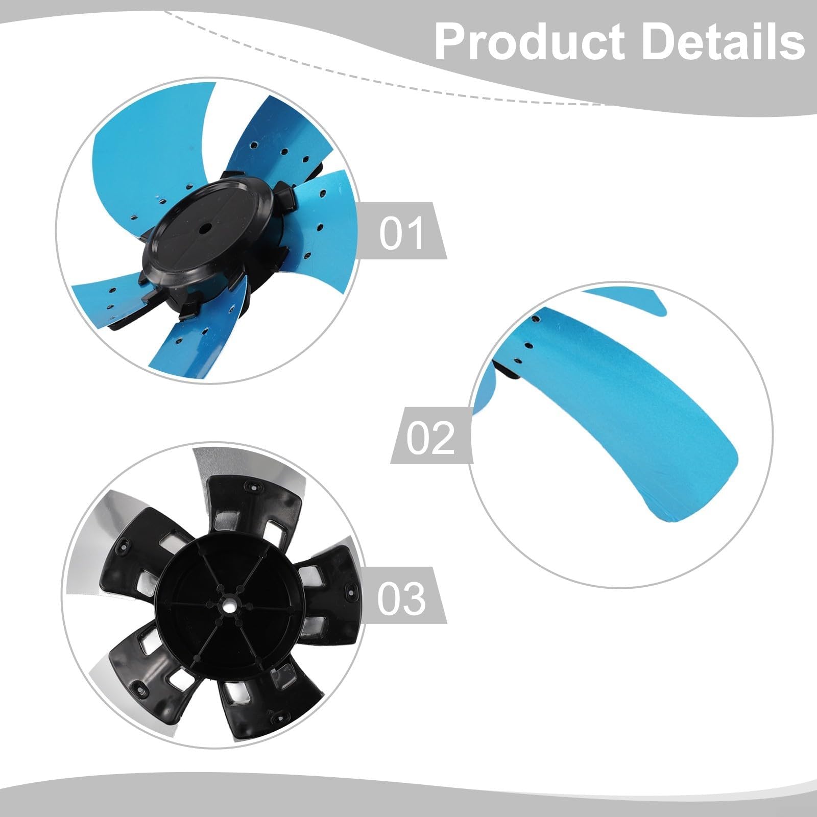 Aspas de Ventilador de plástico de Repuesto, Piezas de Repuesto Aluminio 5 Cuchillas for Ventiladores Mesa Derechos con Base Cubierta Tuerca 16 Pulgadas