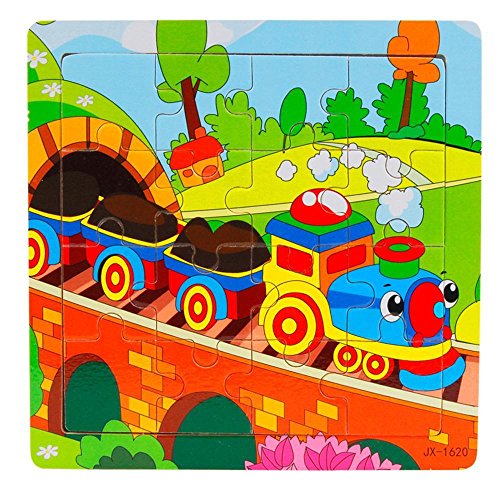 Tonseeu00ae Childrens Kids Wooden 16 Wood Pieces Jigsaw Toys Education And Learning Puzzles Toys (Train)