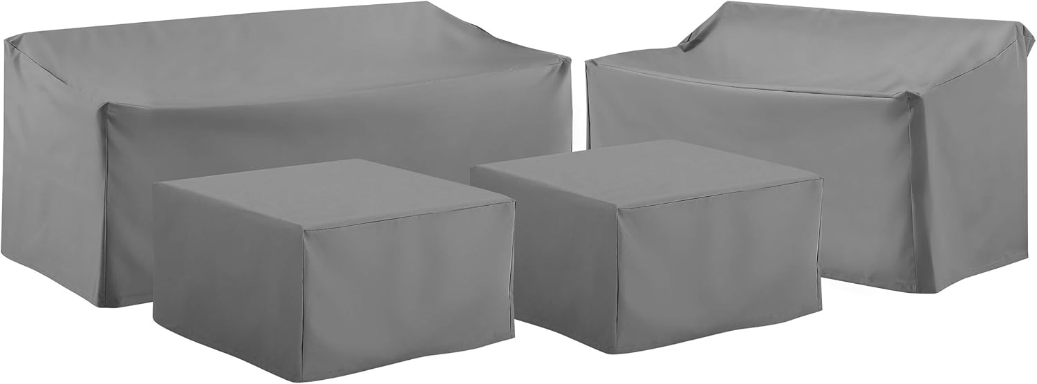 Crosley Furniture MO75000-TA Heavy-Gauge Reinforced Vinyl 4-Piece Furniture Cover Set (Loveseat, 2 Chairs, Coffee Table), Tan : Patio, Lawn & Garden