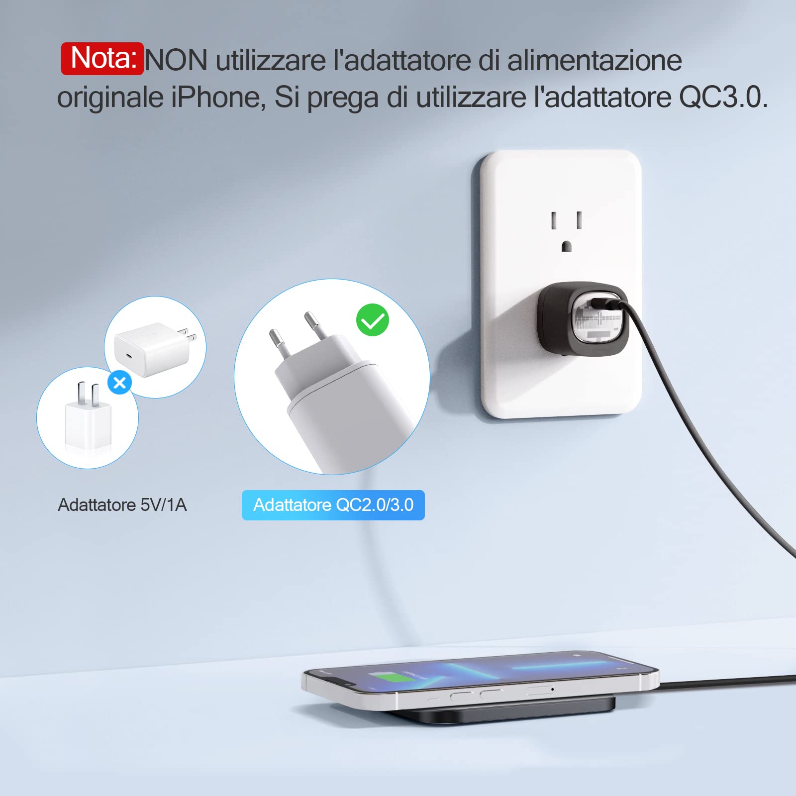 AGPTEK 15W Caricatore Wireless Veloce Qi Rapida, Caricabatterie Wireless per iPhone 15/14/13/12/11/X/XS/8P, AirPods, Galaxy S24/23/S22, Pixel, Huawei, Xiaomi (Pelle Nera)