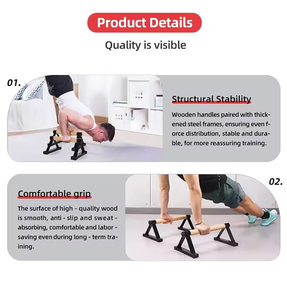 Parallettes,Parallettes Calisthenics,Convient Pour Le Fitness Sans Équipement,l'Entraînement à Domicile Et Les Exercices Au Sol,Équipé d'Un Support En Métal Solide Pouvant Supporter Jusqu'à 330Livres.